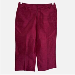 RALPH LAUREN Fuscia Pink Silk Cropped Pants 6 P Petite Capri